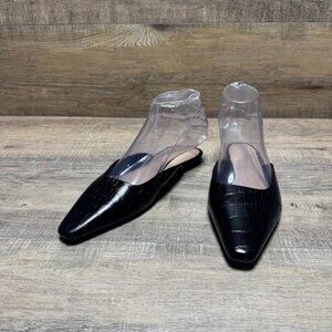 Banana Republic Black Croc Embossed Leather Mule Shoes Women's Size 7.5